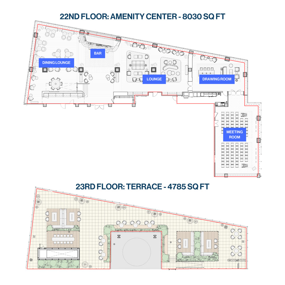 Floorplan of downtown NYC Event Space - 80 pine street
