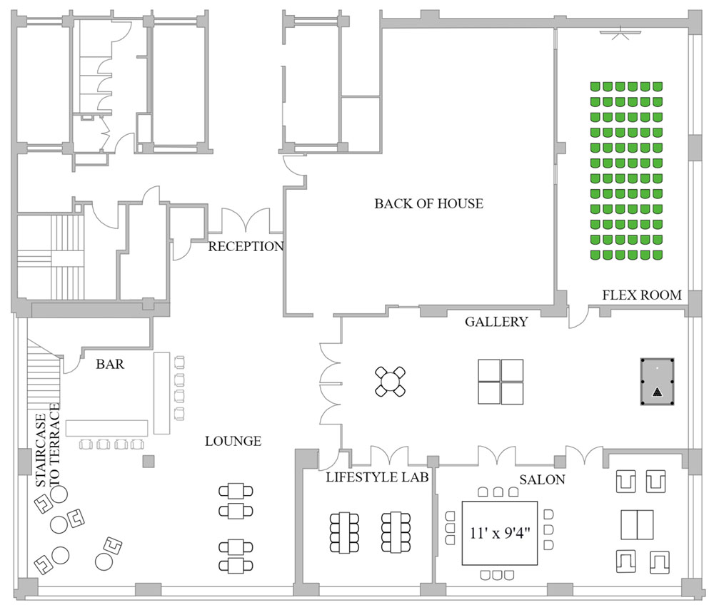 Meeting Space Theater Floor Plan in NYC Event Center