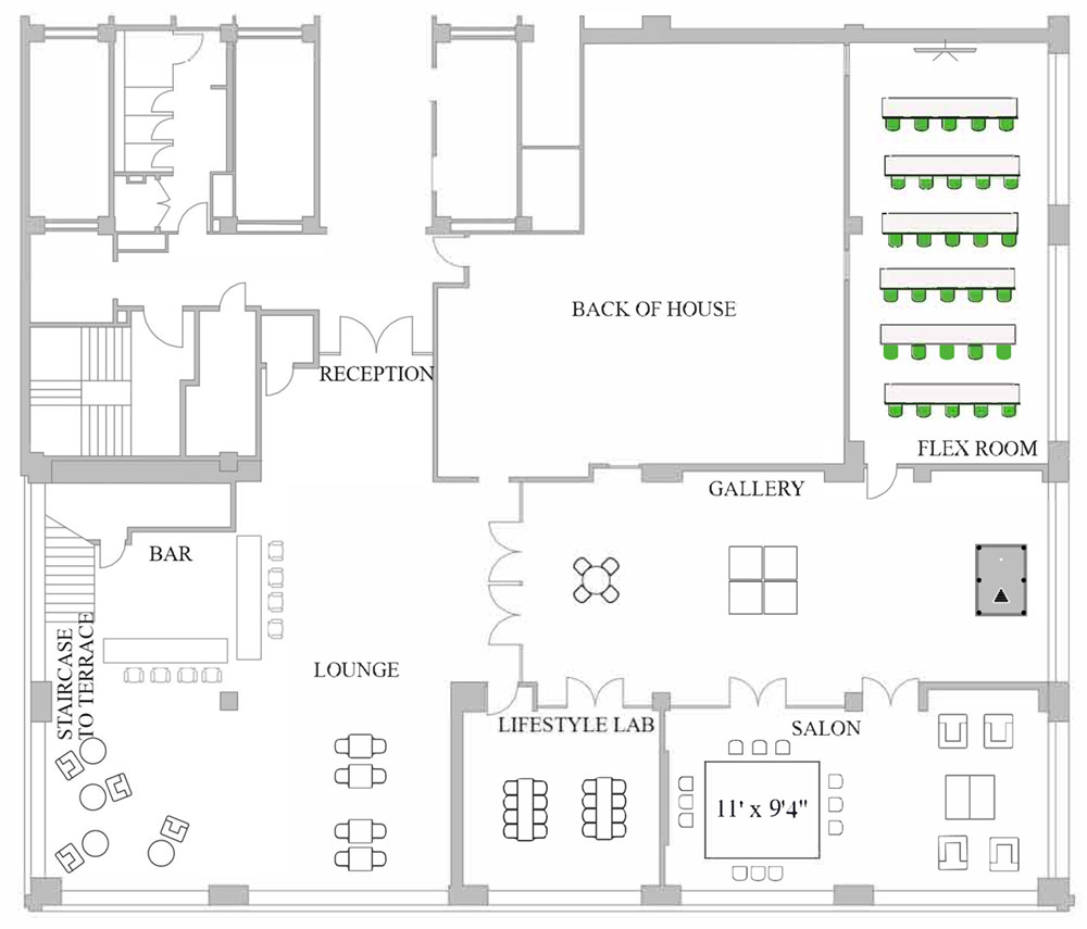 Event Space Floor Plan With a Classroom NYC
